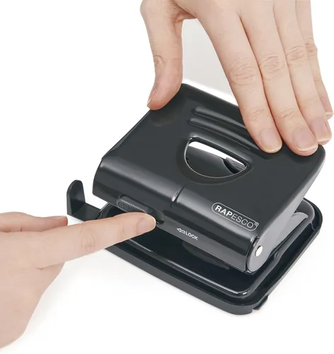 Miniatura 2 de Rapesco 1030 Punzón de metal de 2 agujeros, capacidad para 25 hojas, color negro
