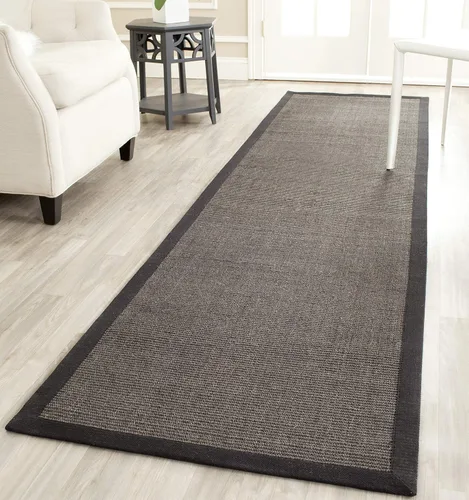 Miniatura 23 de Alfombra de sisal Safavieh, de color maíz y negro, tejida a mano, de la colección de fibras naturales; 5 x 8 pulgadas, NF441A, Tela, Gris / Gris