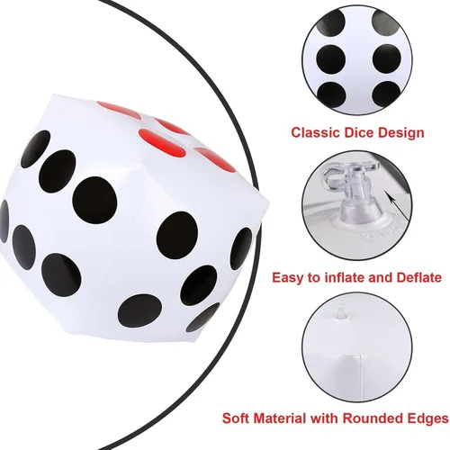 Miniatura 3 de Dados inflables gigantes de 13 pulgadas, juego de 2 dados inflables gigantes para diversión al aire libre y 10 dados de 0.472 in para juegos amplios