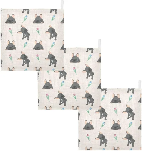 Miniatura 7 de Toallas de algodón para bebé, toallas de baño unisex para recién nacidos, toallitas naturales para piel delicada, 11.8 x 11.8 pulgadas, paquete de 5