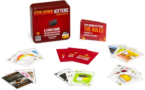 Miniatura 4 de Exploding Kittens Edición Original en Lata Coleccionable - Divertido y Hilarante Juego de Cartas para Niños y Adultos, Ideal para Noche