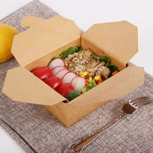 Miniatura 6 de JEUIHAU Paquete de 50 cajas de 45 onzas de papel kraft marrón para llevar, recipientes chinos para llevar, resistentes a fugas y grasa