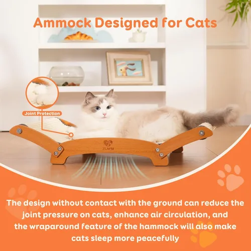 Miniatura 6 de Cama rascador de sisal extra grande para gatos, poste rascador duradero para gatos con hamaca para gatos de interior, tumbona y dormir y arañazos