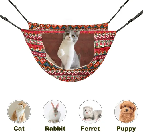Miniatura 5 de Hamaca tipo jaula para gatos, cama colgante suave para mascotas para gatitos, hurones, cachorros, conejos o mascotas pequeñas, cama colgante