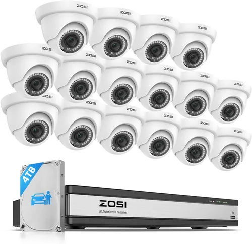 Miniatura 11 de ZOSI Cámara domo de seguridad HD de 2MP 1080P para exteriores e interiores, cámara CCTV de vigilancia resistente a la intemperie IP66
