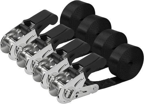 Miniatura 11 de Correas de amarre de trinquete sin fin, amarre de carga resistente, correa negra de nailon resistente de 4 pies, correas de seguridad de trinquete