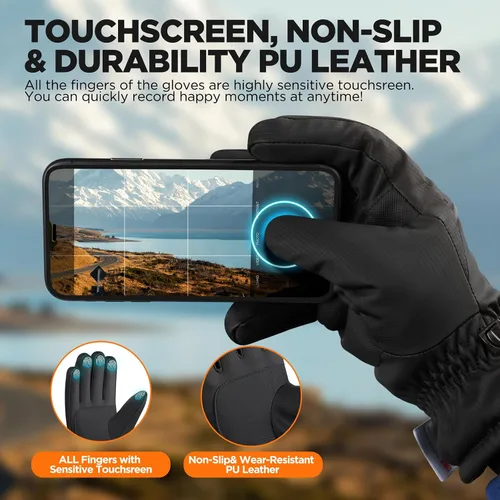 Miniatura 4 de rivmount Guantes de invierno para mujeres y hombres, guantes térmicos de esquí para clima frío con cálidos, impermeables, pantalla táctil