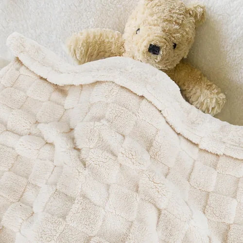 Miniatura 2 de HOMRITAR Manta de Bebé de Forro Polar 3D a Cuadros para Niñas y Niños, Cuadrícula de Tablero de Ajedrez Más Cálida, Comodidad, Reversible, Peluda