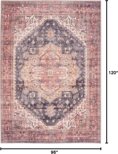Miniatura 340 de GLN Rugs Traditional Collection - Alfombra de felpilla lavable a máquina, tradicional lavable, antideslizante, alfombra de felpilla de pelo corto