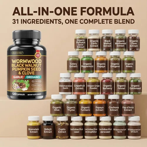Miniatura 4 de Ajenjo negro nuez clavo de clavo para humanos – Limpieza intestinal natural y salud digestiva con semillas de calabaza, ajo, orégano, neem, papaya