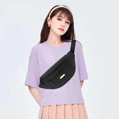 Miniatura 9 de Riñonera para mujer, bolsa de cintura de moda con correa ajustable para viajes, deportes y correr, Negro, talla única