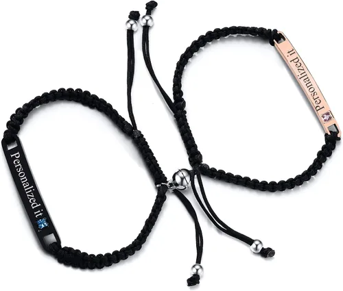 Miniatura 22 de MEALGUET Pulsera personalizada para pareja, juego de pulseras personalizadas para parejas, pulsera de atracción mutua, nombre personalizado, pulsera