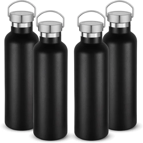 Miniatura 25 de Volhoply 24 onzas Botella de agua aislada con boca estándar con tapa de combinación de plástico y acero inoxidable, botellas de agua de 304 18/8