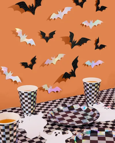 Miniatura 5 de xo, Fetti Decoración de pared de murciélago de Halloween – 50 piezas Decoración de temporada espeluznante, carteles de fiesta de casa embrujada