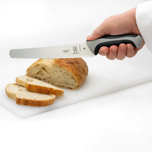 Miniatura 8 de Mercer Culinary Millennia Colors - Cuchillo para pan de acero inoxidable, borde ondulado de 10 pulgadas de ancho, color gris