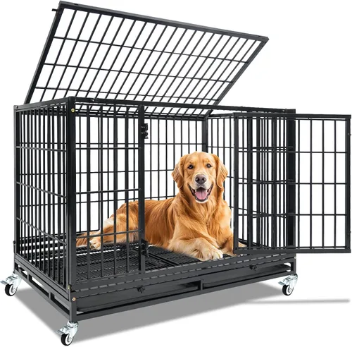 Miniatura 16 de Jaulas de dos niveles de 30 pulgadas para perros pequeños, jaula para perros de tamaño mediano para 2 perros, jaula resistente para perros, perreras