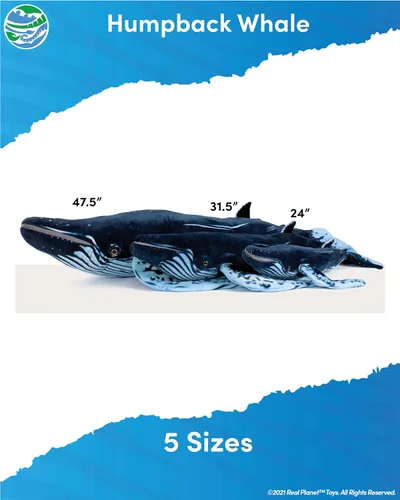 Miniatura 3 de Real Planet Juguete de peluche de ballena jorobada, regalo realista para niños de todas las edades, peluche grande de ballena oceánica, regalo