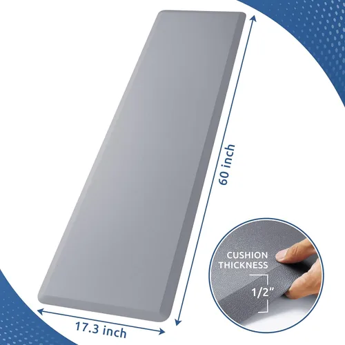 Miniatura 2 de KitchenClouds Alfombra de cocina acolchada anti fatiga, 17.3 x 60 pulgadas, impermeable, antideslizante, tapete de escritorio cómodo, para cocina