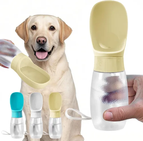 Miniatura 11 de Kalimdor Botella de agua para perros, dispensador de agua portátil de 12 onzas a prueba de fugas para cachorros con alimentador para mascotas