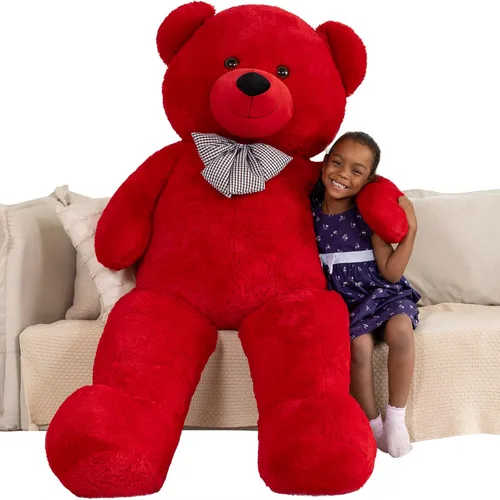 Miniatura 42 de MaoGoLan - Oso de peluche gigante de 52.0 pulgadas, peluche grande color canela con lindo moño y huellas, peluche suave de oso con moño para regalar