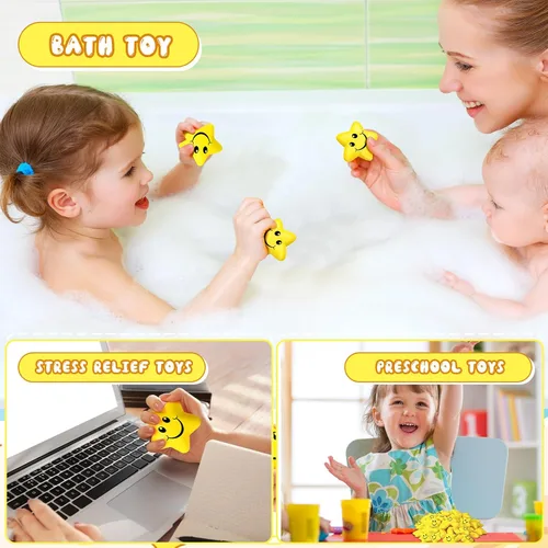 Miniatura 2 de Jerify 60 unidades de bolas de estrés con forma de sonrisa de estrella para niños, mini bolas de espuma a granel, juguetes para aliviar el estrés