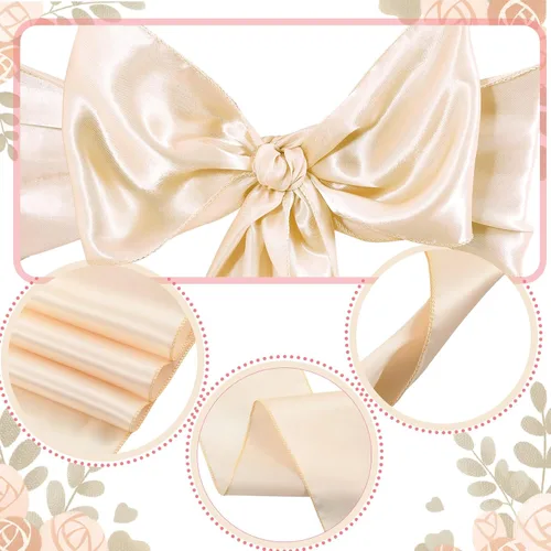 Miniatura 3 de Mepase Juego de 100 fundas blancas para sillas con 50 fundas elásticas de elastano para sillas de 50 sillas, lazos y fajas, funda ajustable blanco
