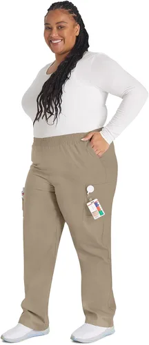 Miniatura 6 de Dickies EDS Signature - Pantalones de uniforme elásticos para mujer con cordón, pantalones de cargo de tiro alto para mujer en popelina cepillada