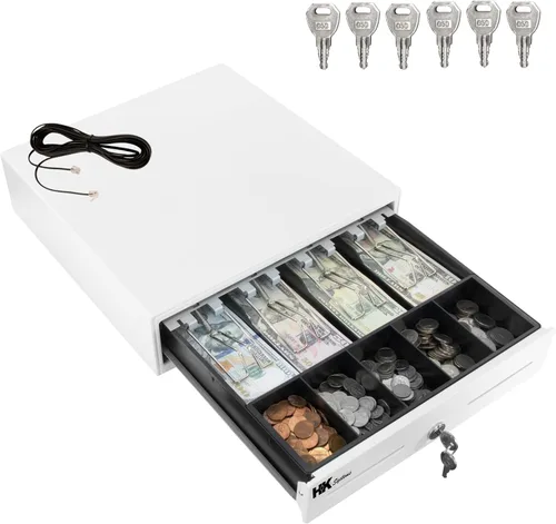 Miniatura 11 de HK SYSTEMS Cajón de efectivo negro resistente frontal de 16 pulgadas "acero inoxidable" con 5Bill/5Coin