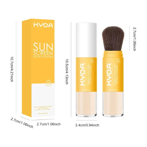 Miniatura 11 de KYDA Protector solar mineral en polvo para rostro y cuero cabelludo, protector solar SPF 35 para el cuero cabelludo, protector solar