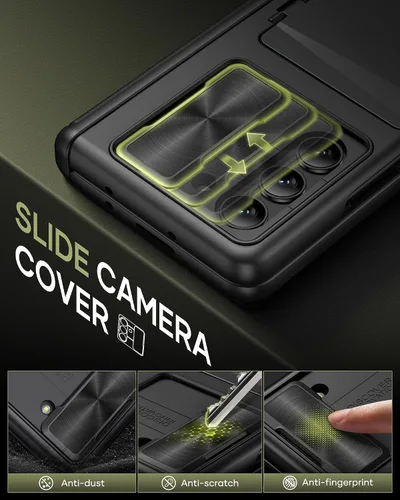 Miniatura 4 de Funda para Samsung Galaxy Z Fold 5 con tarjetero y cubierta para cámara deslizante, protector de pantalla integrado y protección de bisagra, funda