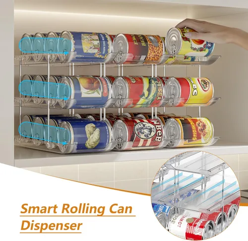 Miniatura 2 de LXLXXL Organizador de latas para despensa de 6 niveles x 3 conservas, organizador de alimentos enlatados para gabinete, organizador