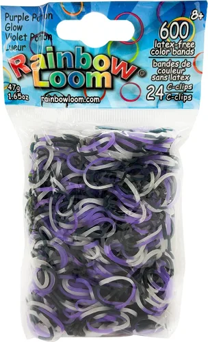 Rainbow Loom® Colección GLOW in the Dark: bandas de goma de poción púrpura con 24 clips en C (600 unidades)