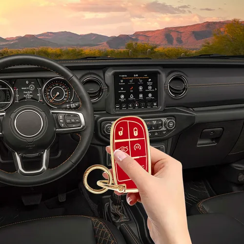 Miniatura 7 de Funda para Llavero de Llave Jeep, Llavero Funda Suave de Protección Completa Carcasa para Llave, Accesorios de Automóvil para Hombres, Niñas, Rojo