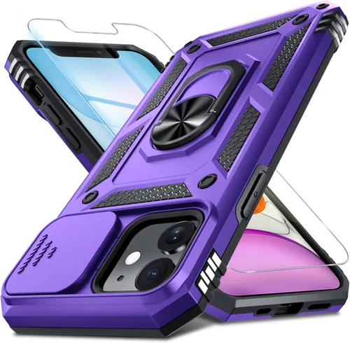 Miniatura 131 de Janmitta - Funda para iPhone 14 Pro con cubierta deslizante para lente de cámara incorporada + protector de pantalla, funda de cuerpo completo