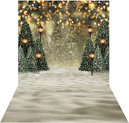 Miniatura 7 de Mocsicka Fondo de paisaje de bosque de invierno nevado, árbol de pino de Navidad con puntos de halo para fotografía, fondo de invierno, bosque