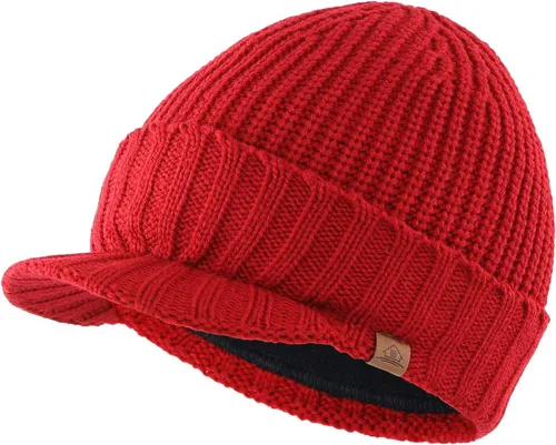 Miniatura 14 de Home Prefer - Gorro de invierno para hombre de punto grueso con visera, gorro tipo newsboy