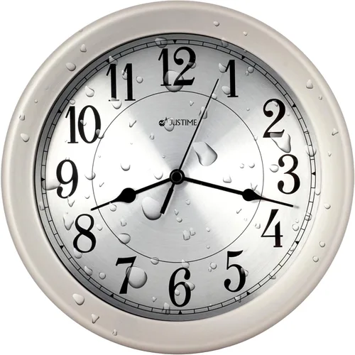 Miniatura 7 de JUSTIME Reloj de pared resistente al agua de 8.5 pulgadas para baño, cocina, barco, caravana, silencioso, sin tictac, funciona con pilas, montaje