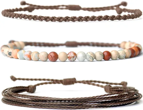 Miniatura 65 de Pulsera curativa hecha a mano con cuentas de piedra natural, regalo para hombres, pulsera de cuerda ajustable