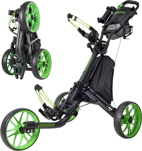 Miniatura 11 de EASEGO Golf Push Cart 3 Wheel : Golf Bag Cart Foldable with Phone Holder/Cup/Umbrella Holder Compact Golf Pull Carts Quick Fold Golf Caddy Push
