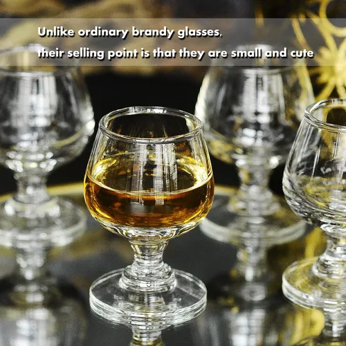Miniatura 5 de Valeways Juego de 6 mini vasos de chupito de 1.75 onzas, transparentes, súper lindos, perfectos para degustar brandy - Snifters de vidrio