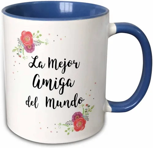 Miniatura 8 de 3dRose Floral La Mejor Amiga del Mundo - Spanish Best Friend in the World 15oz Two-Tone Green Mug Verde/Blanco