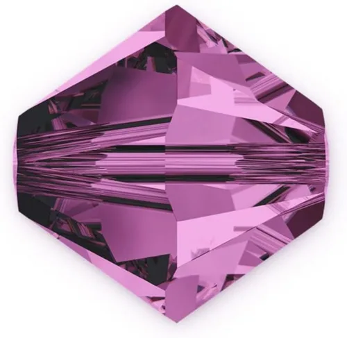 100 piezas auténticas Preciosa de 3 mm (0,12 pulgadas) cuentas sueltas de cristal bicono facetado pequeño amatista púrpura compatibles con cristales