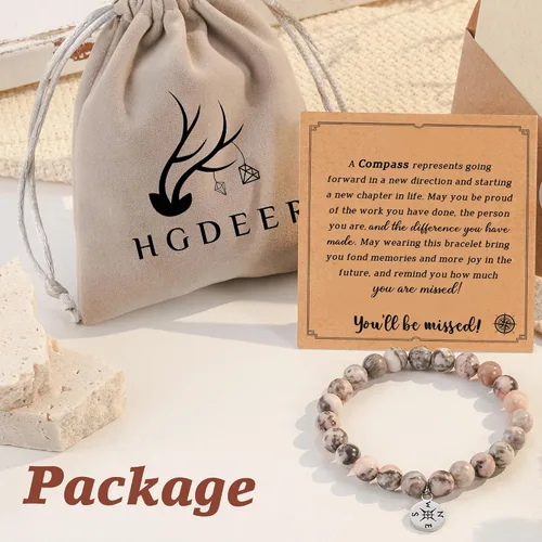 Miniatura 27 de HGDEER Pulsera de jubilación de piedra natural para mujeres/hombres 2024, regalos de despedida de despedida, regalo de San Valentín para compañeros