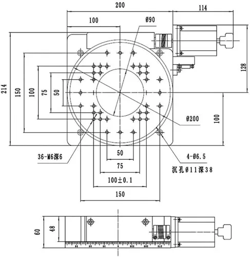 Miniatura 7 de Escala motorizada PX110-200 del rodamiento de la etapa giratoria precisa eléctrica de la etapa de rotación del laboratorio de la etapa de rotación