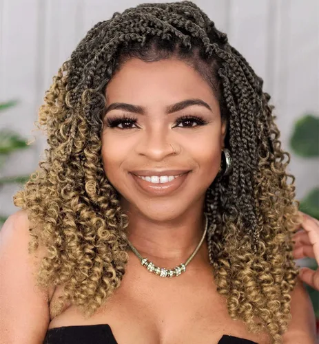Miniatura 33 de Goddess Box Braids 1B3330 - Trenzas de ganchillo bohemias de 10 pulgadas para mujeres negras, paquete de 7 paquetes de trenzas bohemias preenlazadas