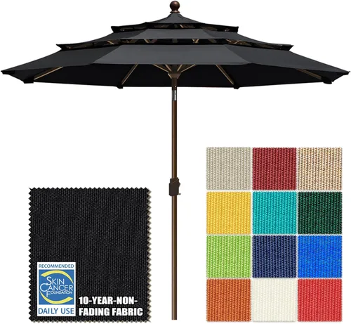 Miniatura 80 de EliteShade USA Sombrilla de Mercado de 10 Años Sin Decoloración de 9 Pies 3 Niveles Sombrilla de Patio Sombrilla de Mesa para Exteriores con Beige