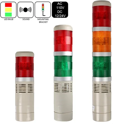 Miniatura 9 de Luz de advertencia industrial de la pila LED de 1 capa con el zumbador para la seguridad, DC 12V
