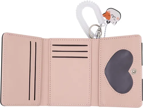 Miniatura 6 de Eilova Orityle Bonita cartera de gato para niñas y adolescentes, niños y mujeres, delgada de tres pliegues, tarjetero organizador con colgante
