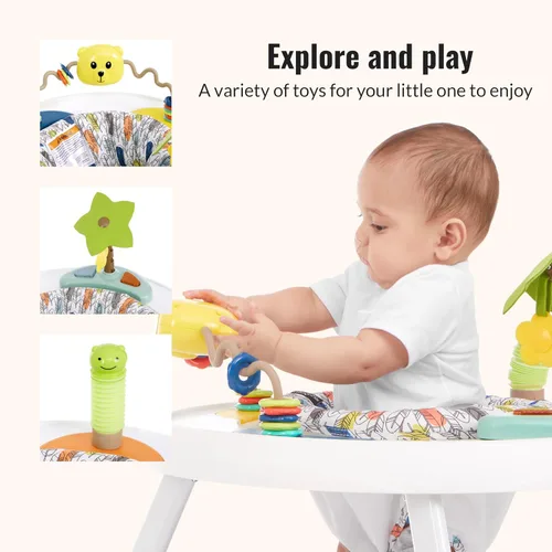 Miniatura 4 de Dream On Me Curio Sit N Seek Centro de actividades para bebés en menta, centro de actividades 2 en 1 y mesa de juego con 3 juguetes desmontables