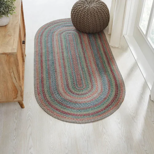 Miniatura 7 de VHC Brands Alfombra de yute multi medio círculo con almohadilla 19.5x36